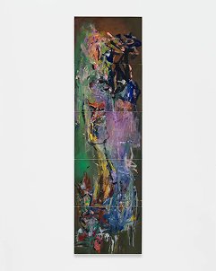 Rooted Gyre, 2025Oil on canvas and linen,158.7 &times; 46.3 cm (Five panels, 62.5 &times; 18.25 in)